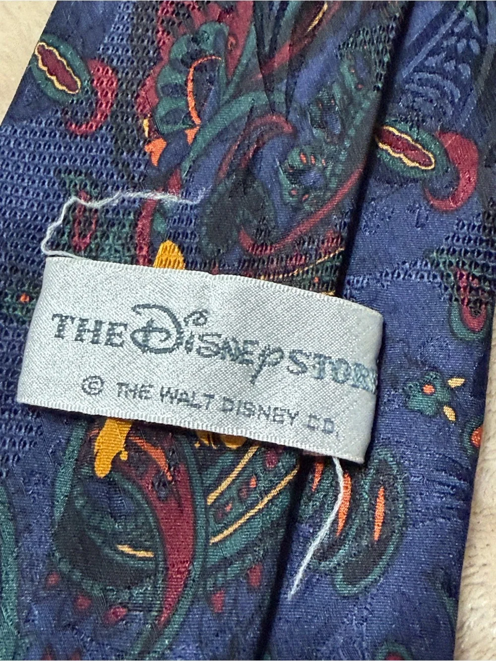 The Disney Store 100% Silk Navy Paisley Tie with Winnie the Pooh & Tigger